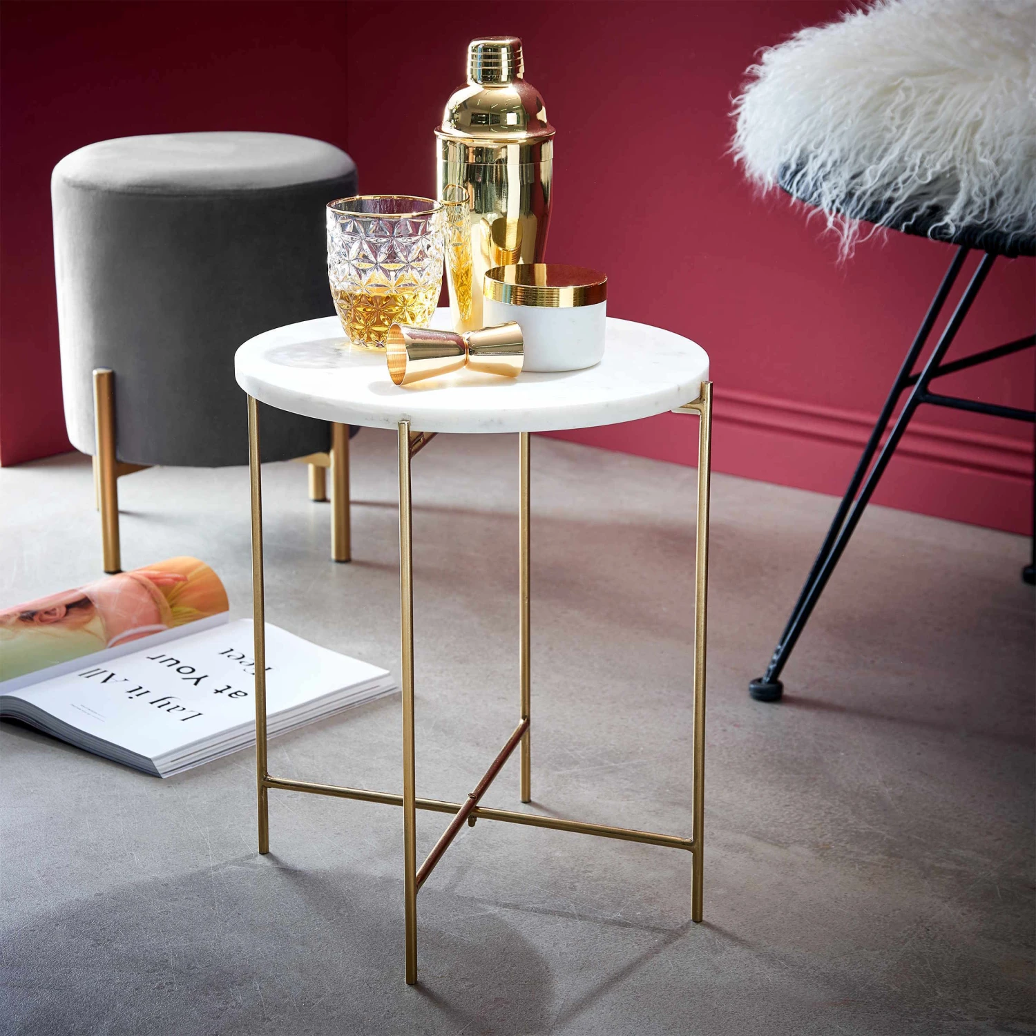 Beistelltisch Mit Marmorplatte MARBLE In Weiß 2 Beistelltisch Mit Marmorplatte MARBLE In Weiß – Bild 2