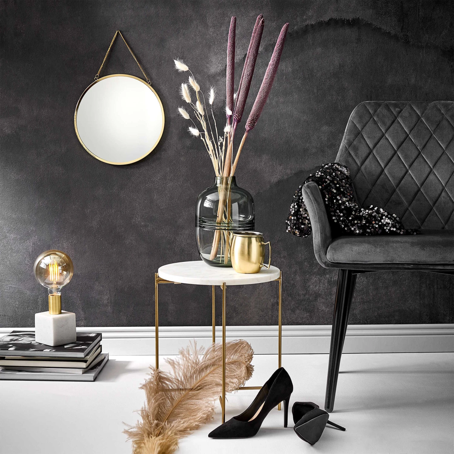 Beistelltisch Mit Marmorplatte MARBLE In Weiß 4 Beistelltisch Mit Marmorplatte MARBLE In Weiß – Bild 4