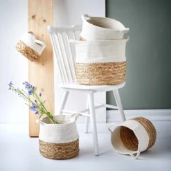 Korb Rund Ø18cm COTTON BRAID In Natur-Weiß -Butlers butlers korb rund o18cm cotton braid in natur weiss 1