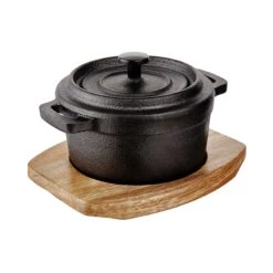 Mini-Serviertopf Mit Holzuntersetzer L 14 X B 11cm HOT IRON In Schwarz -Butlers butlers mini serviertopf mit holzuntersetzer l 14 x b 11cm hot iron in schwarz 3