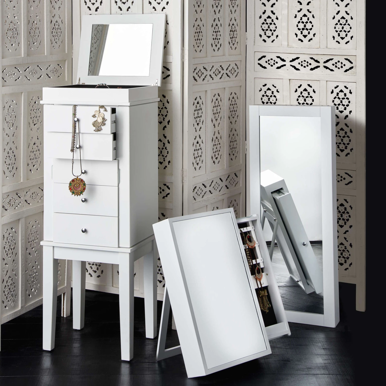 Paravent, Geschnitzt B 180 X H 176cm ESTELLA In Weiß 10 Paravent, Geschnitzt B 180 X H 176cm ESTELLA In Weiß – Bild 10