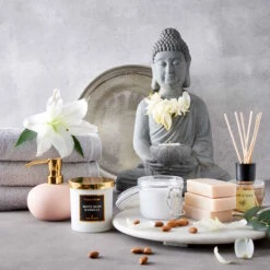 Butlers -Butlers butlers statue mit kerzenteller hohe 46cm buddha in grau 1